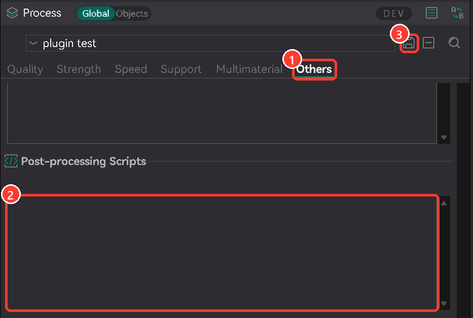 Others tab, paste, save