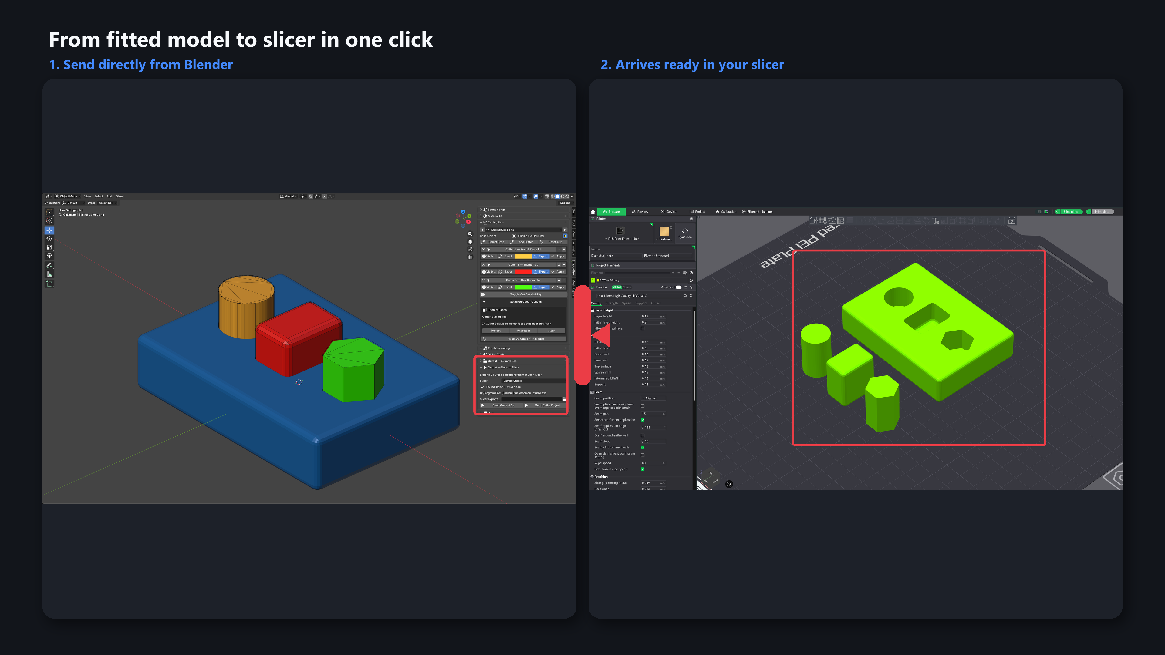 Sending a fitted model from Blender directly into a slicer